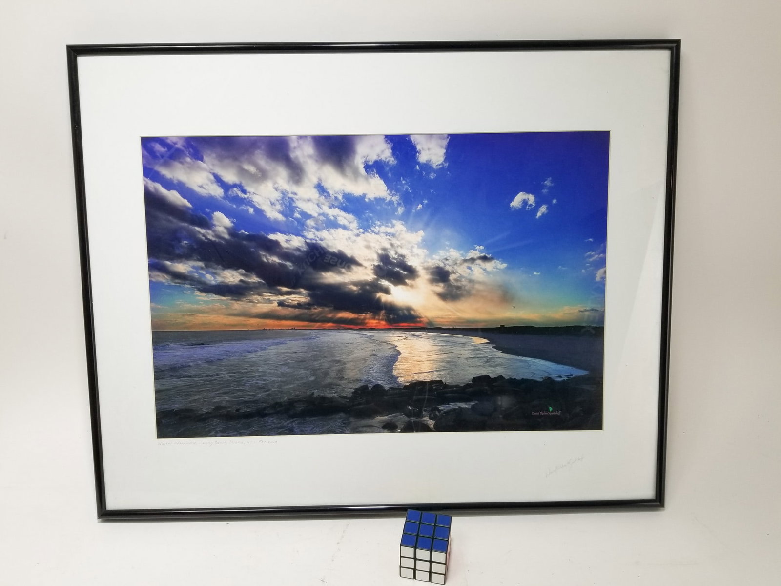 David Robert Gurcheff "Winter Afternoon - Long Beach Island NJ" Framed Photograph: David Robert Gurcheff "Winter Afternoon - Long Beach Island NJ" Framed Photograph. The frame does not have glass. There is some damage and marks on the printSize24" x 30"LiteratureBrooks Auction