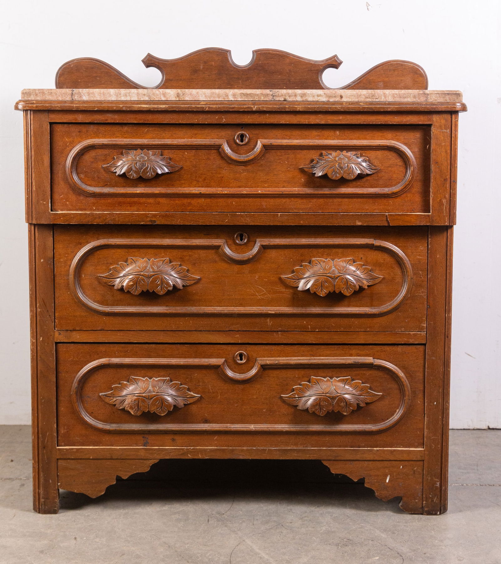Antique Victorian Three Drawer Chest w/ Marble Top (1 of 5)