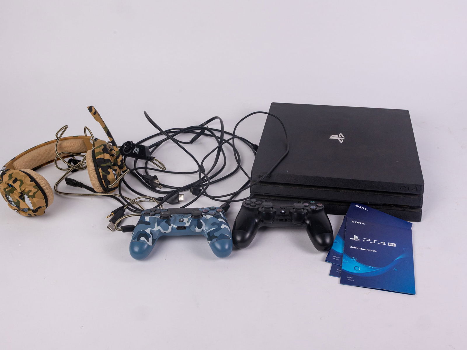 PlayStation 4 PS4 Pro with Accessories: Playstation 4 PS4 Pro with Accessories: Includes console, headset, controllers, and HDMI cord. untestedSize7" x 12" x 12"LiteratureBrooks Auction – Online Auction Terms & Conditions Contact: