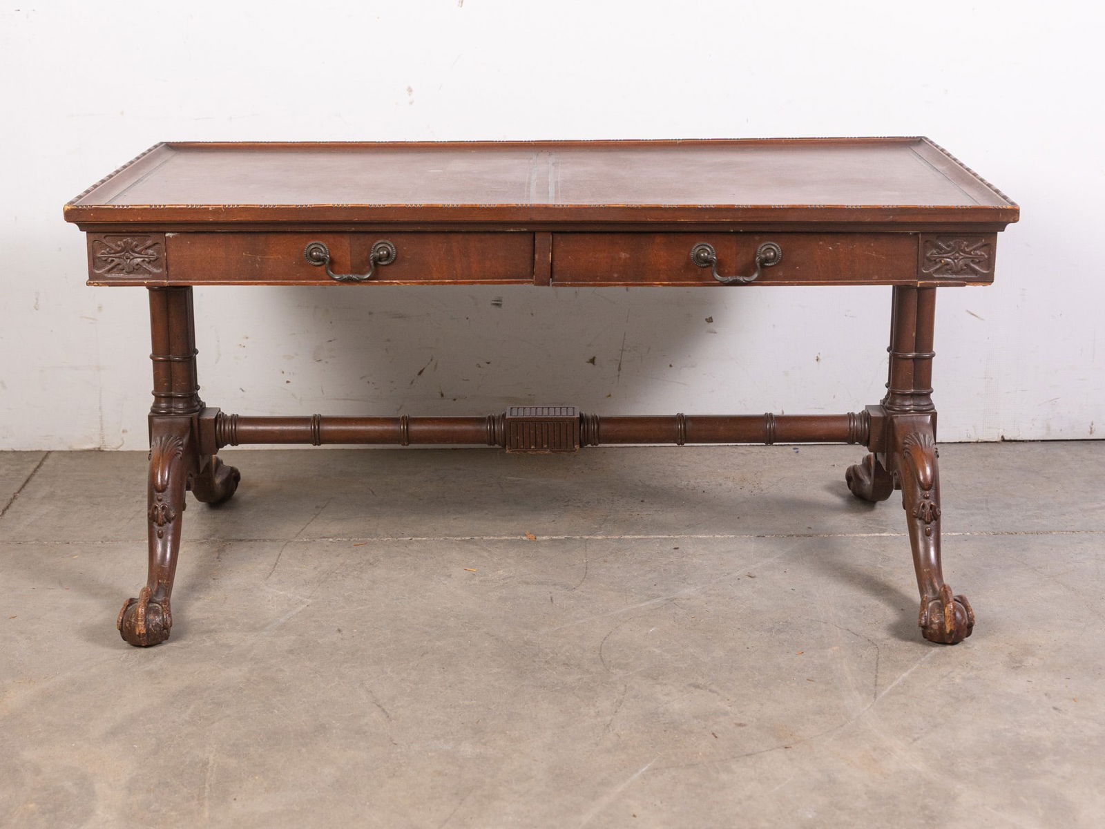 Antique Clawfoot Library Table/Low Writing Desk (1 of 6)