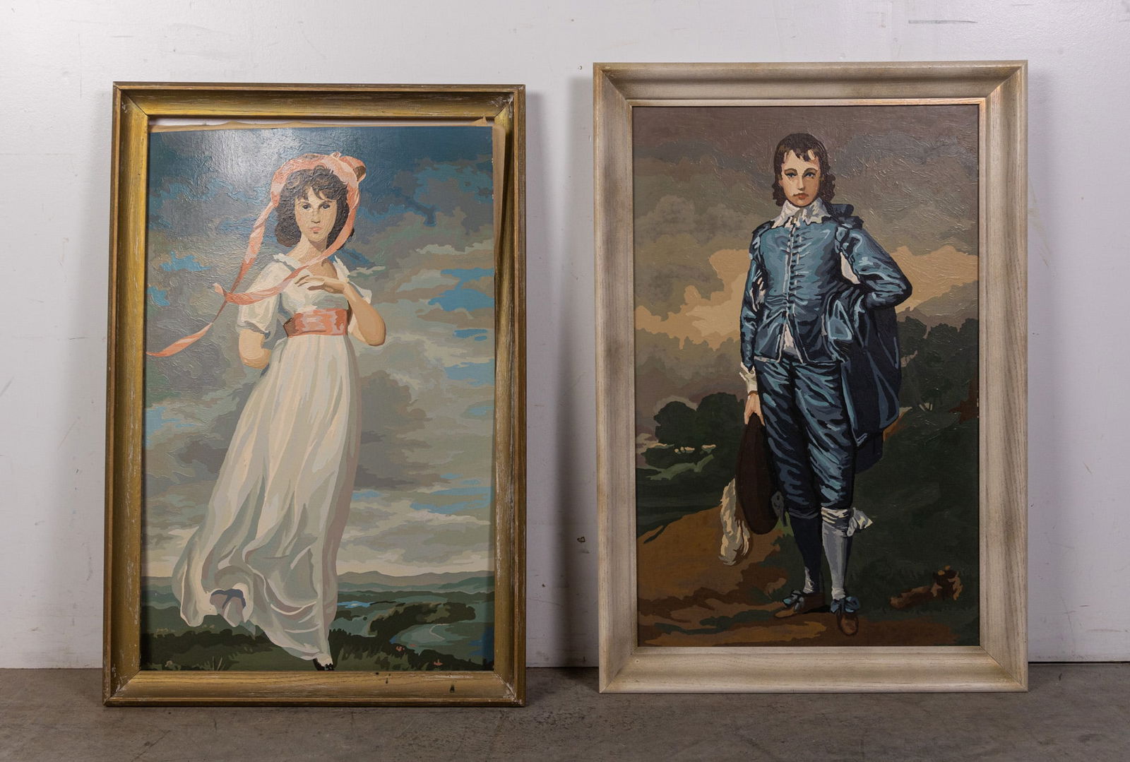 Pinkie Girl and Blue Boy Vintage Paint by Numbers Framed Artworks (1 of 3)