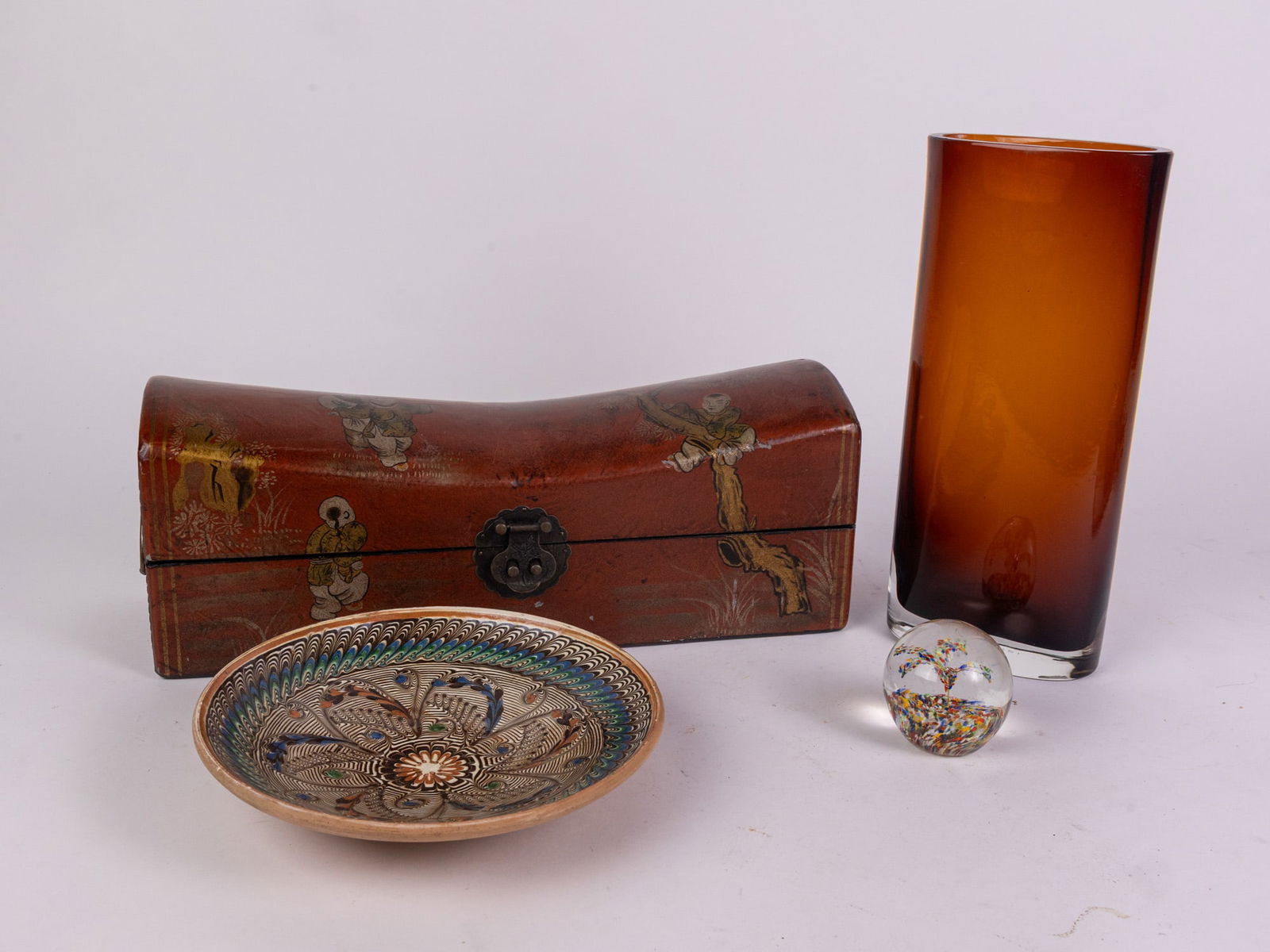 Decorative Assortment ft. Asian Miniature Chest & Romanian Horezu Pottery: Decorative Assortment ft. Asian Miniature Chest & Romanian Horezu PotterySize7" x 12" x 12"LiteratureBrooks Auction – Online Auction Terms & Conditions Contact: (856) 694-2960 |