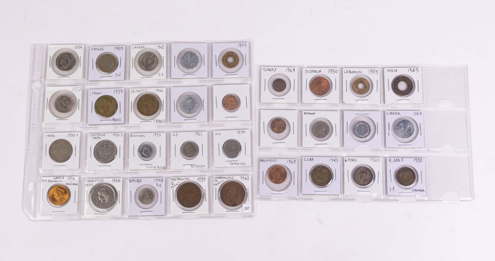 2 Sheets of Foreign Coins 1884-1978 (1 of 5)