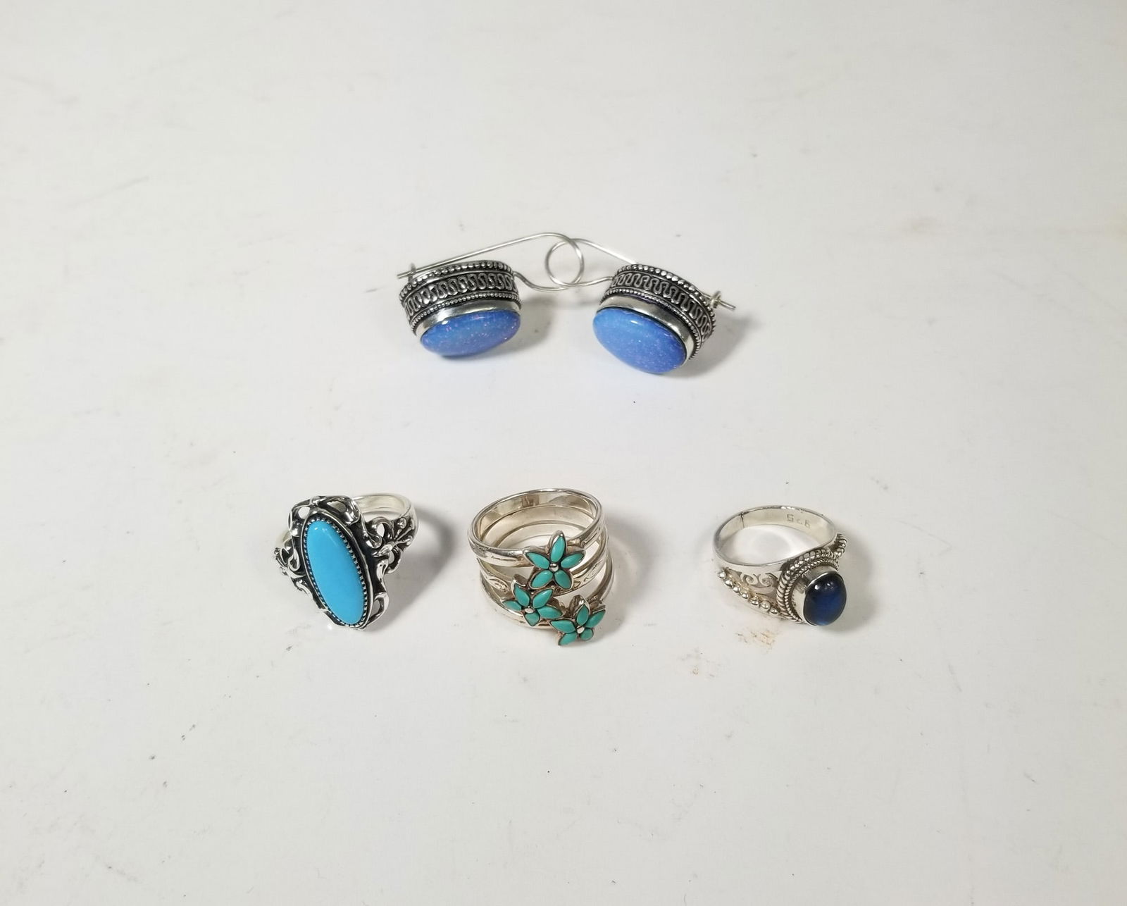 Sterling Jewelry Set 1 Pair of Earrings and 3 Rings (1 of 2)