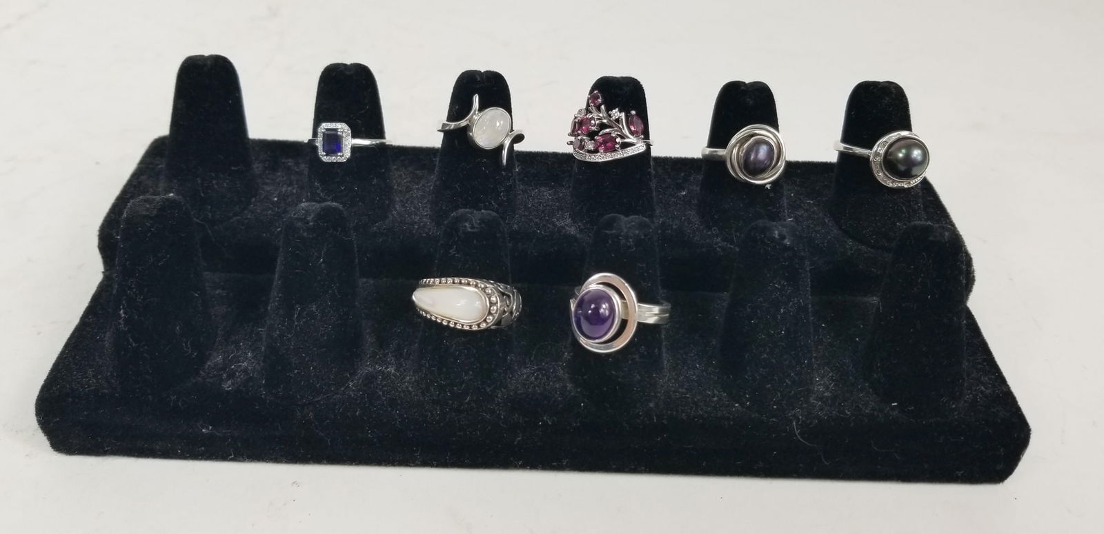 Six Silver Rings All Stamped 925 Various Stones (1 of 1)