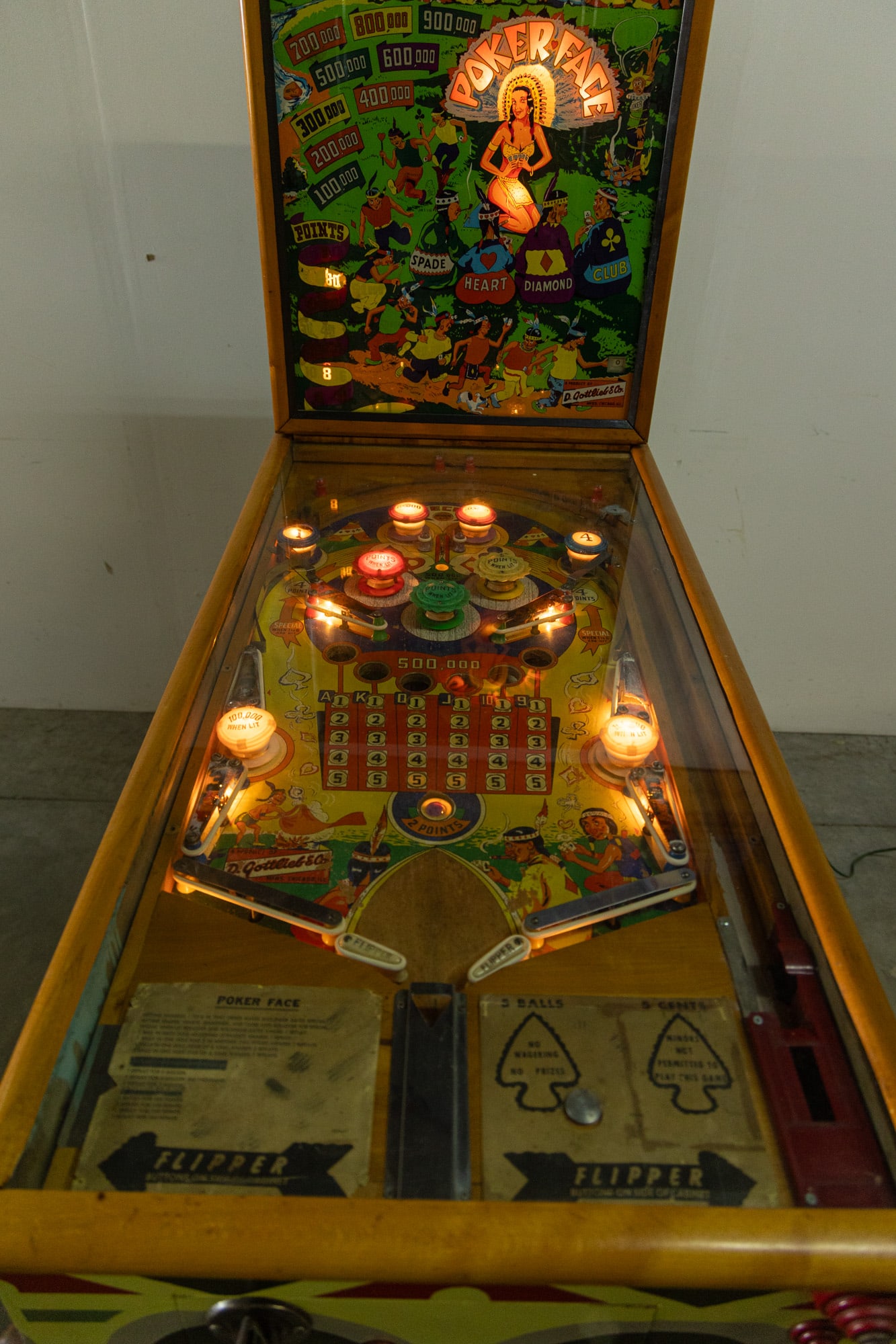 1953 D. Gottlieb & Company "Poker Face" Pinball Machine - 14