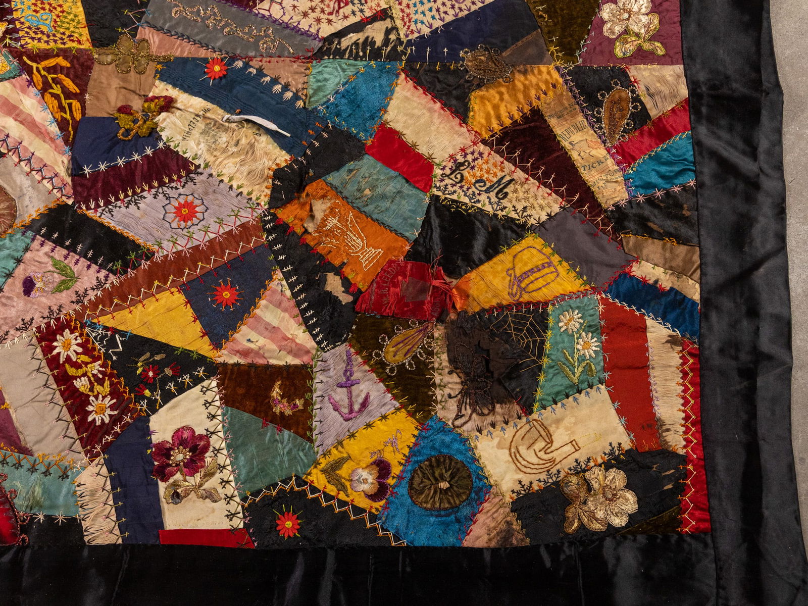 Davis Family, American 1892 Crazy Quilt and 1932 Sampler - 10