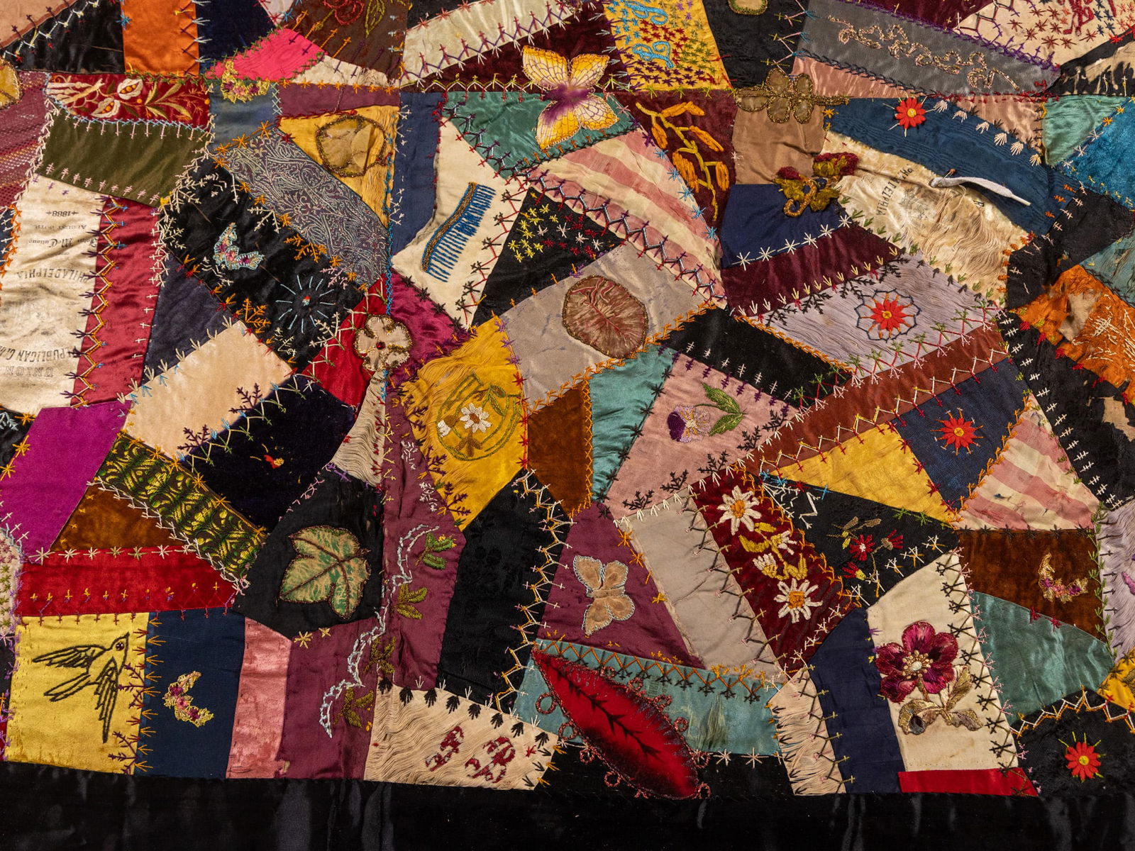 Davis Family, American 1892 Crazy Quilt and 1932 Sampler - 11