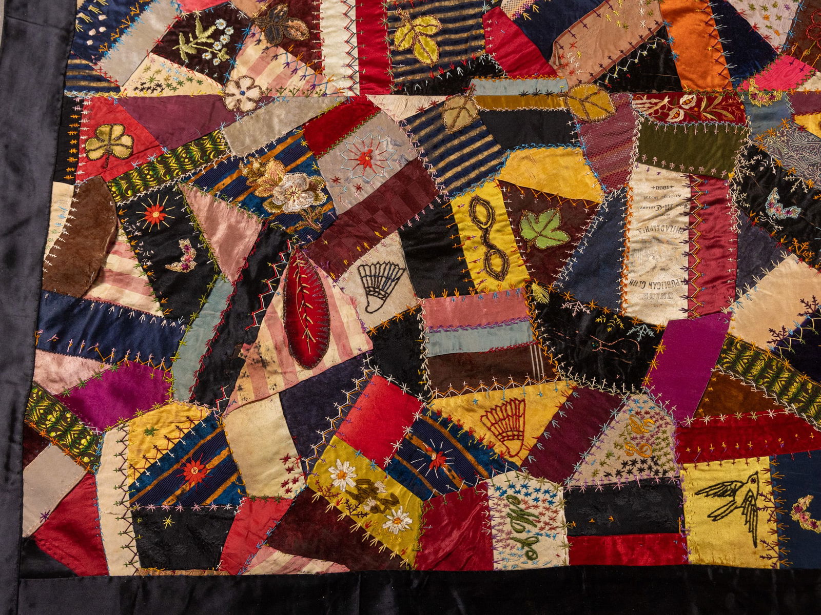 Davis Family, American 1892 Crazy Quilt and 1932 Sampler - 12