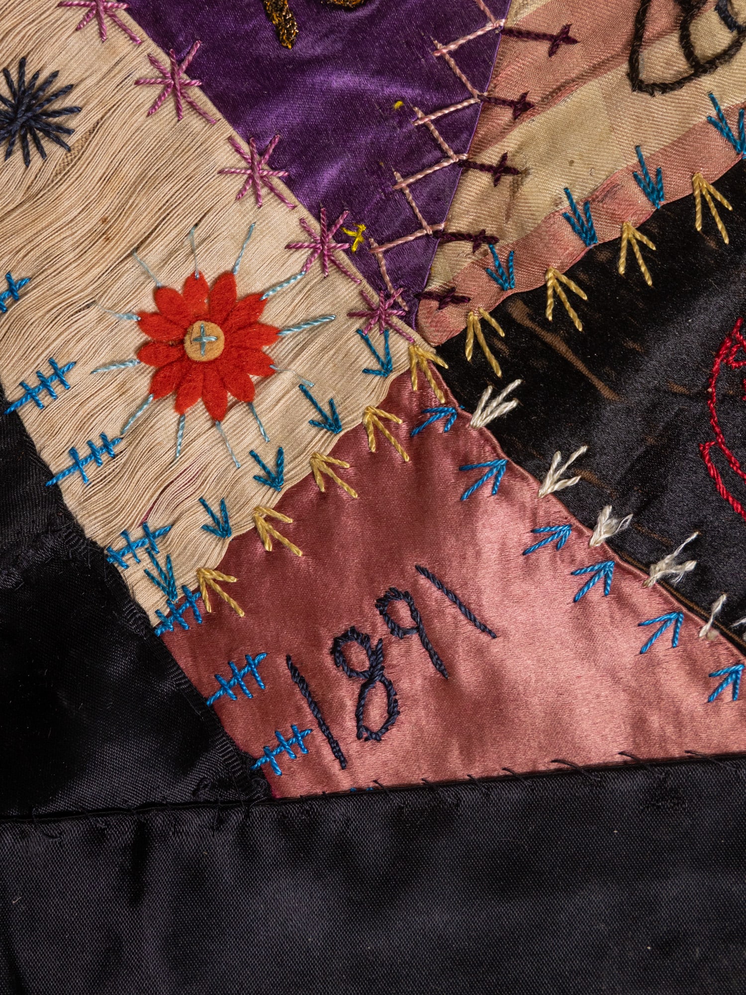 Davis Family, American 1892 Crazy Quilt and 1932 Sampler - 14