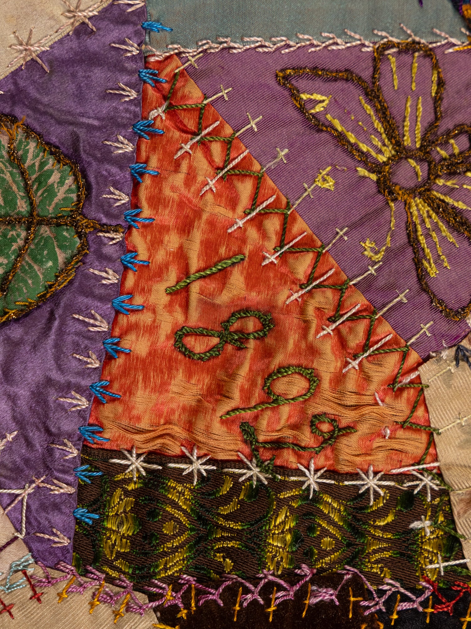 Davis Family, American 1892 Crazy Quilt and 1932 Sampler - 15