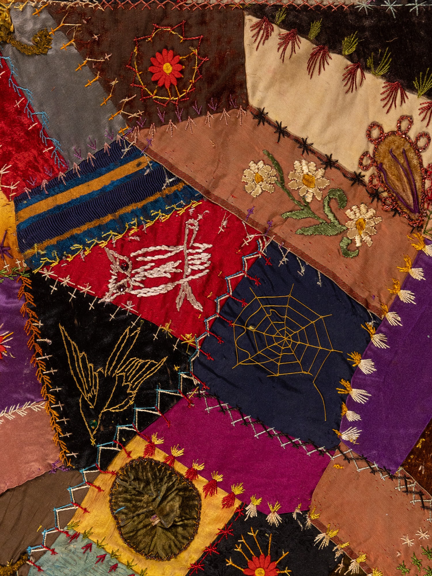 Davis Family, American 1892 Crazy Quilt and 1932 Sampler - 16