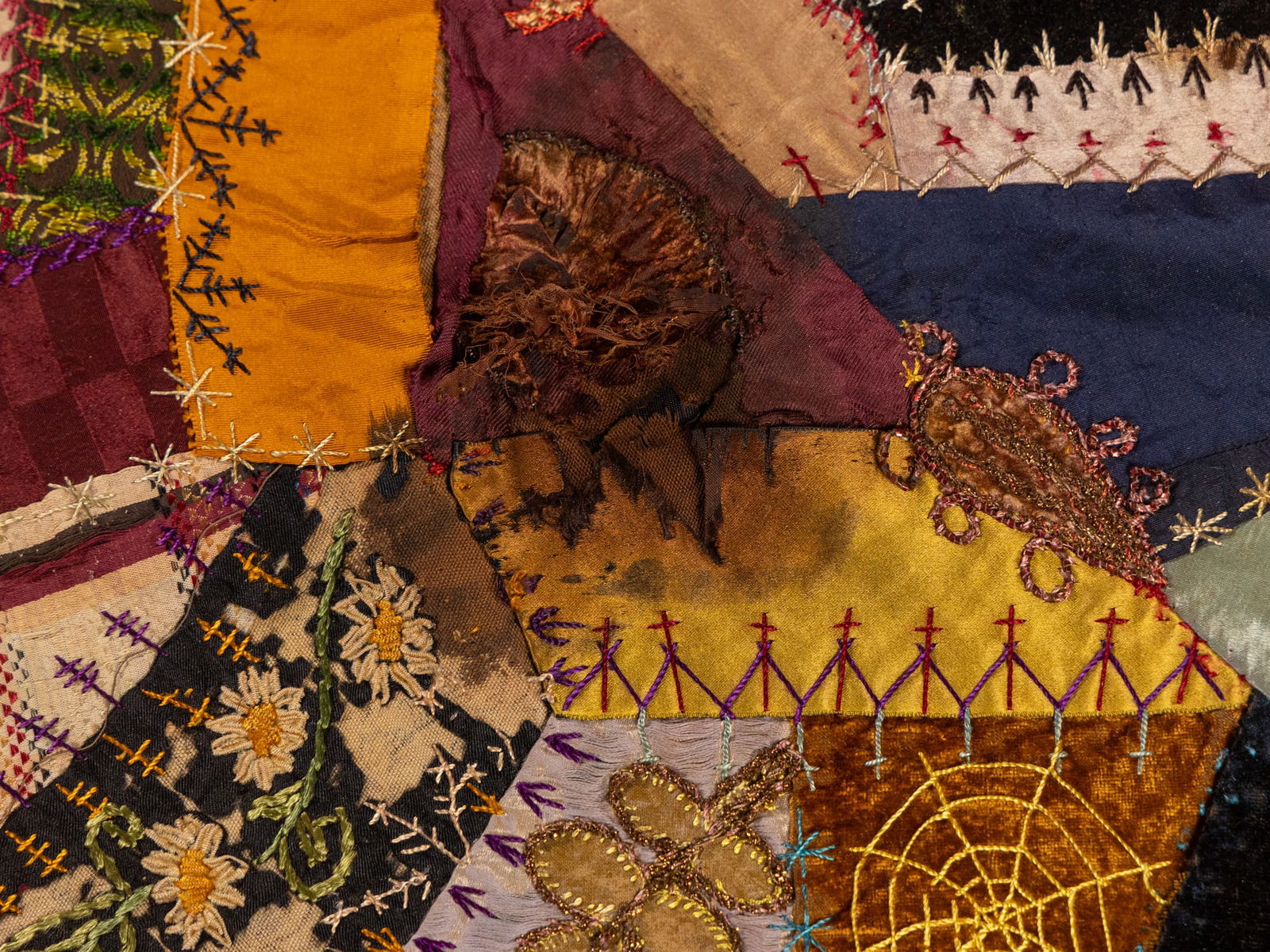 Davis Family, American 1892 Crazy Quilt and 1932 Sampler - 18