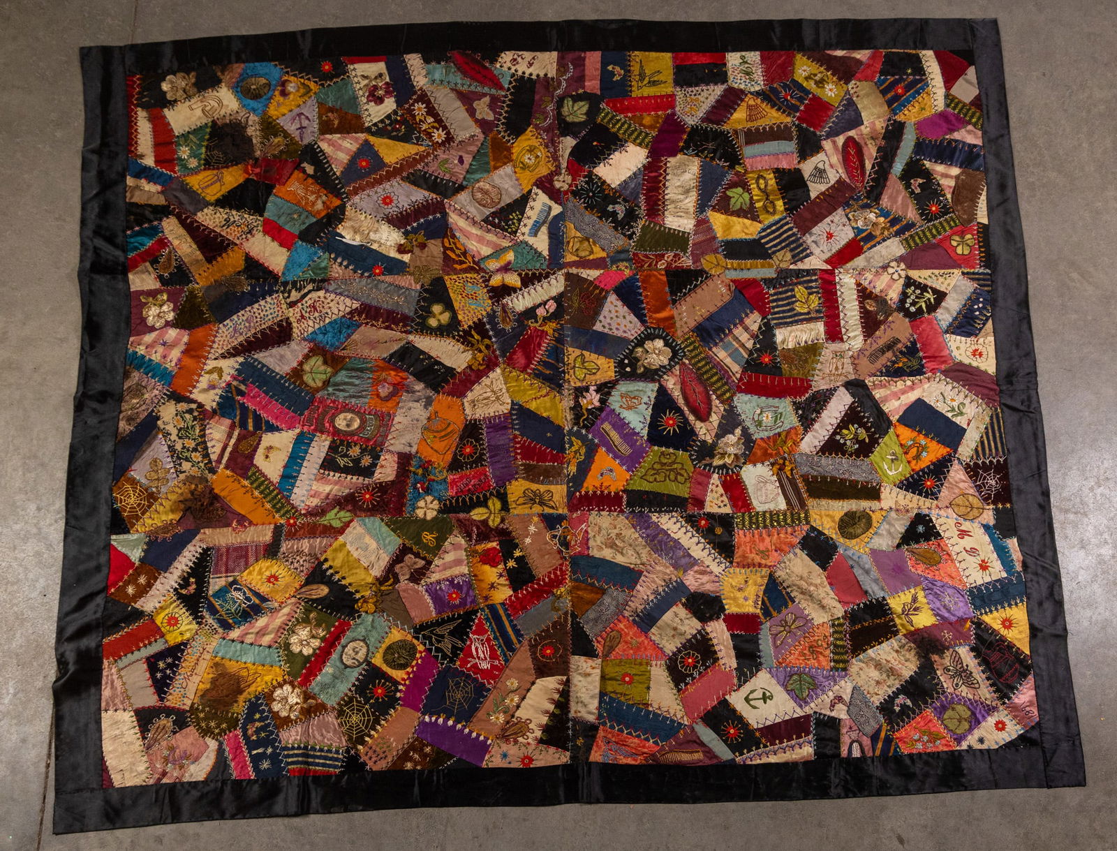 Davis Family, American 1892 Crazy Quilt and 1932 Sampler (1 of 20)