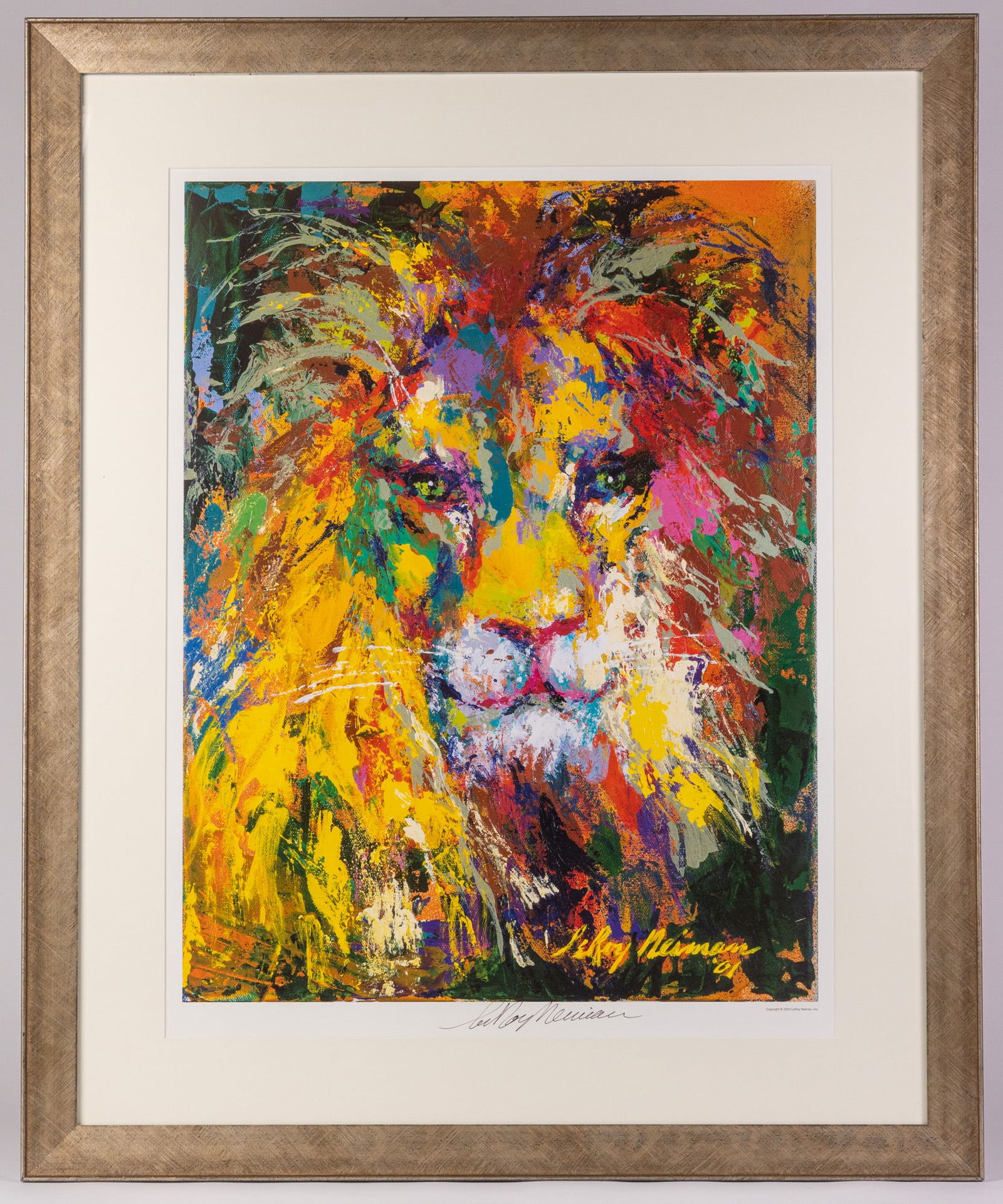 LeRoy Neiman | (1921-2012) "Portrait of a Lion", Signed by the Artist: Most known for his work illustrating athletes and musicians such as Muhammad Ali and Frank Sinatra in vivid impressionistic color, as well as being the official artist for 5 different olympic games,