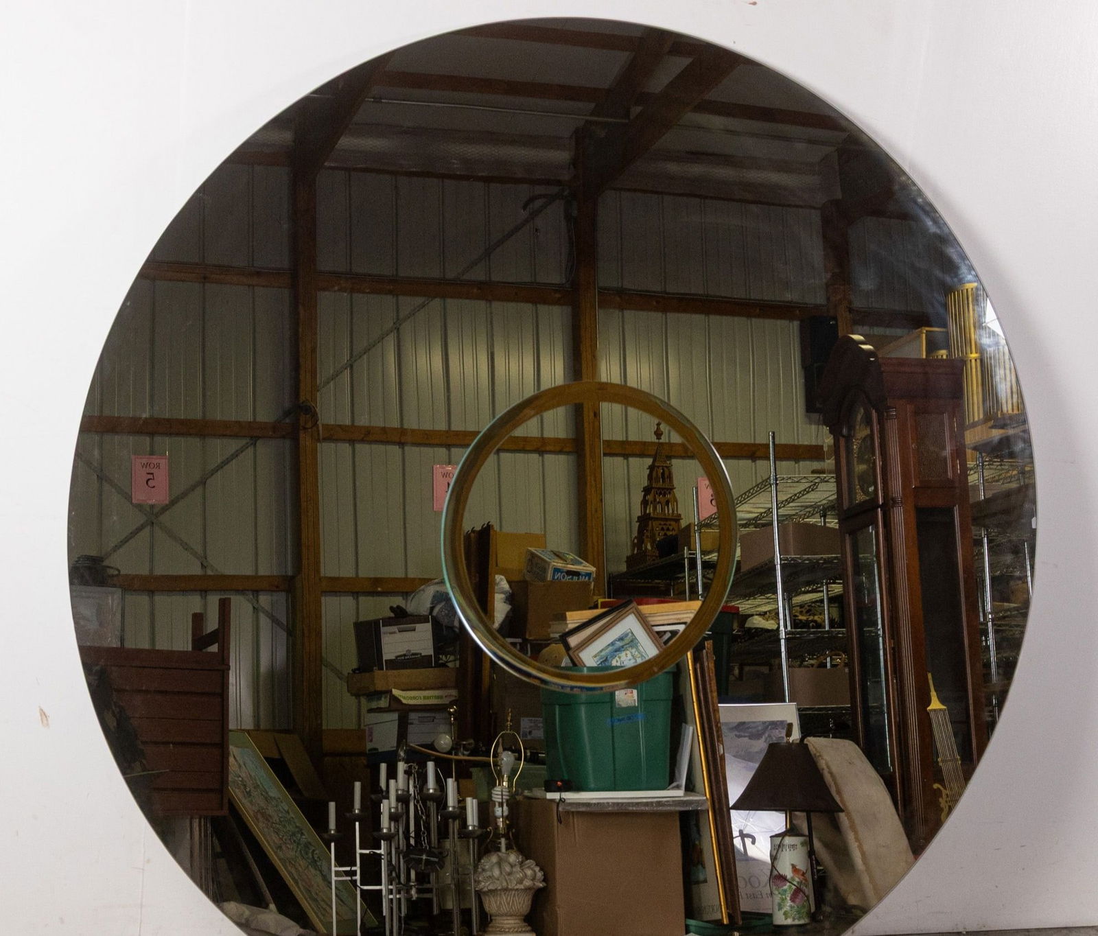 Gallotti & Radice | "Sole" Mirror Sculpture: The name of this mirror translating to "Sun" in english is fitting considering its large presence. Originally Designed in 1975, the construction is a 6mm mirror made of two superimposed mirrors.