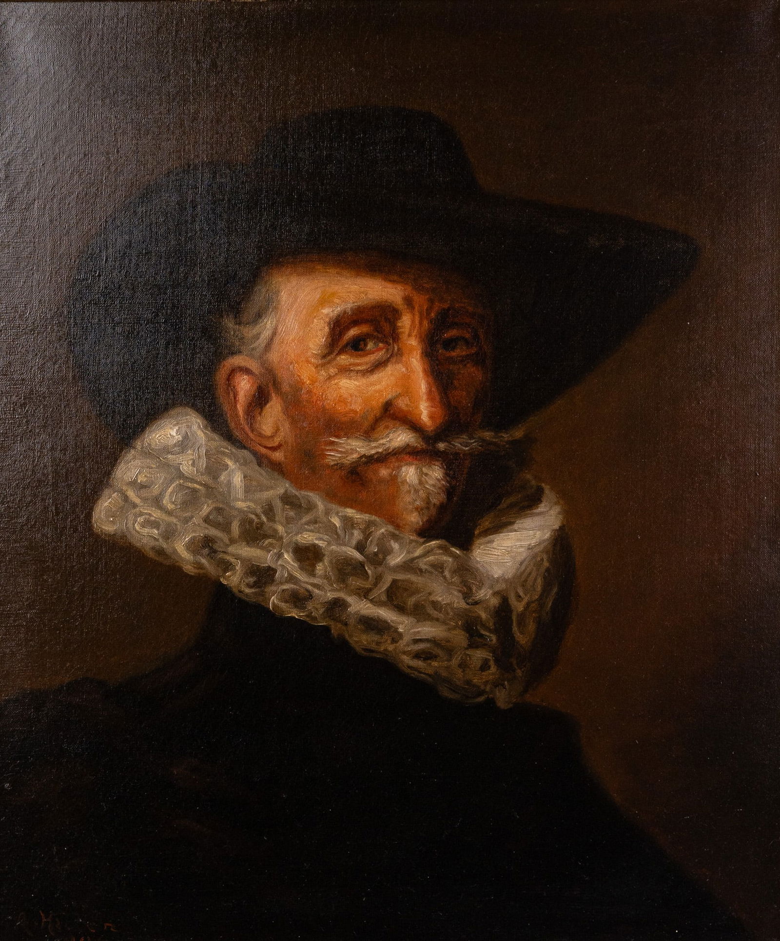 After Frans Hals, Portrait of an Elderly Man Oil on Canvas - 2
