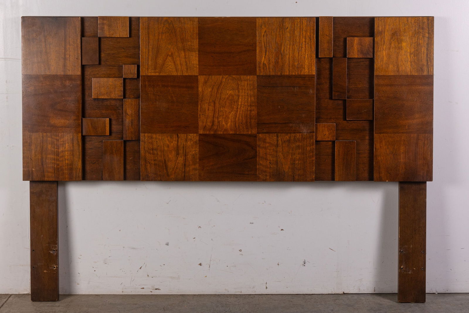 Lane | "Staccato" Brutalist Headboard: The Lane “Staccato” line is a striking example of mid‑century American design, marking a bold shift for Lane Furniture with its sculptural, Brutalist-inspired forms. Launched in the