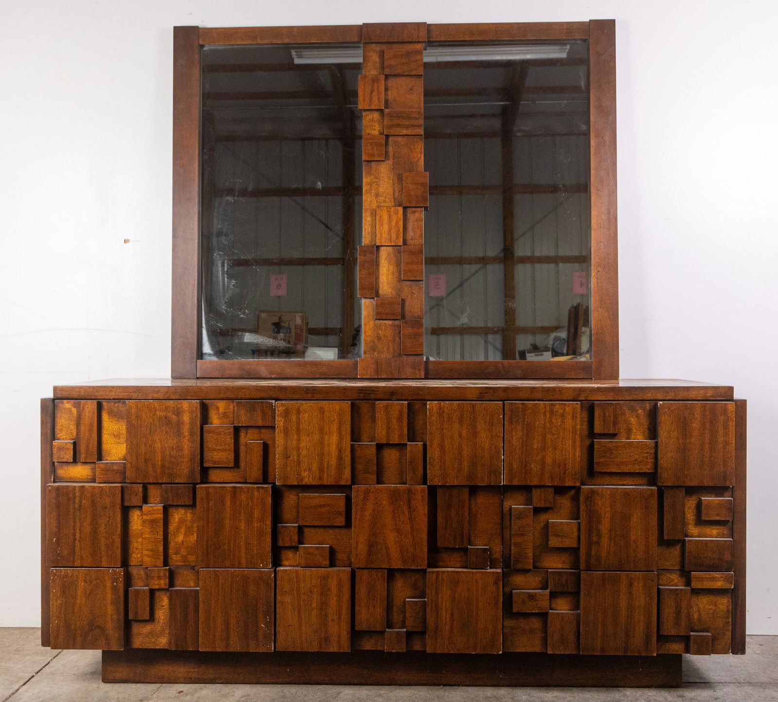 Lane | "Staccato" Brutalist Low Chest w/ Mirror - 2