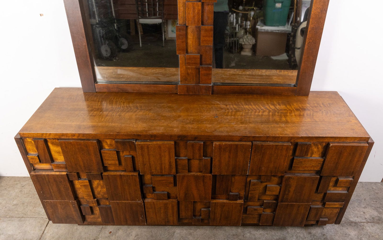 Lane | "Staccato" Brutalist Low Chest w/ Mirror - 4