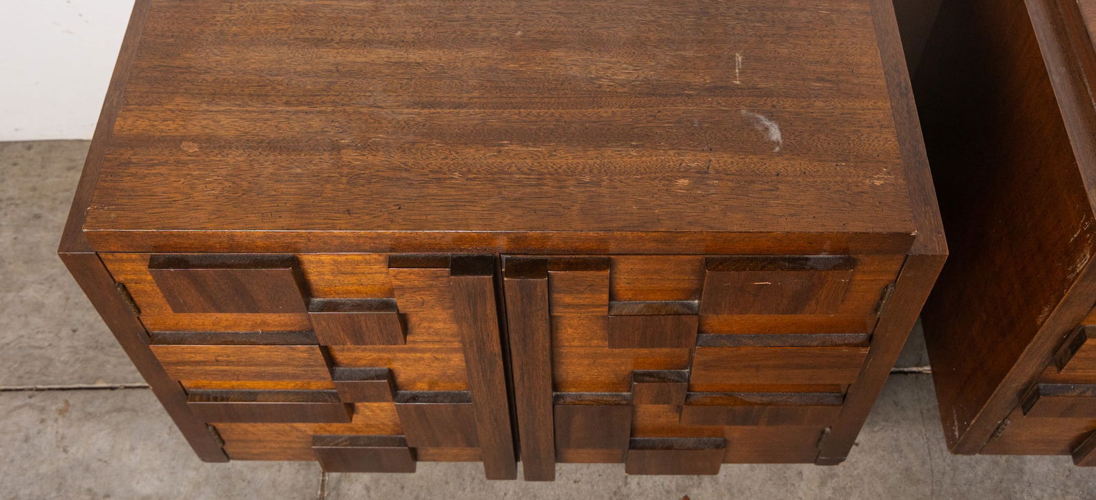 Lane | Pair of "Staccato" Brutalist Nightstands - 2