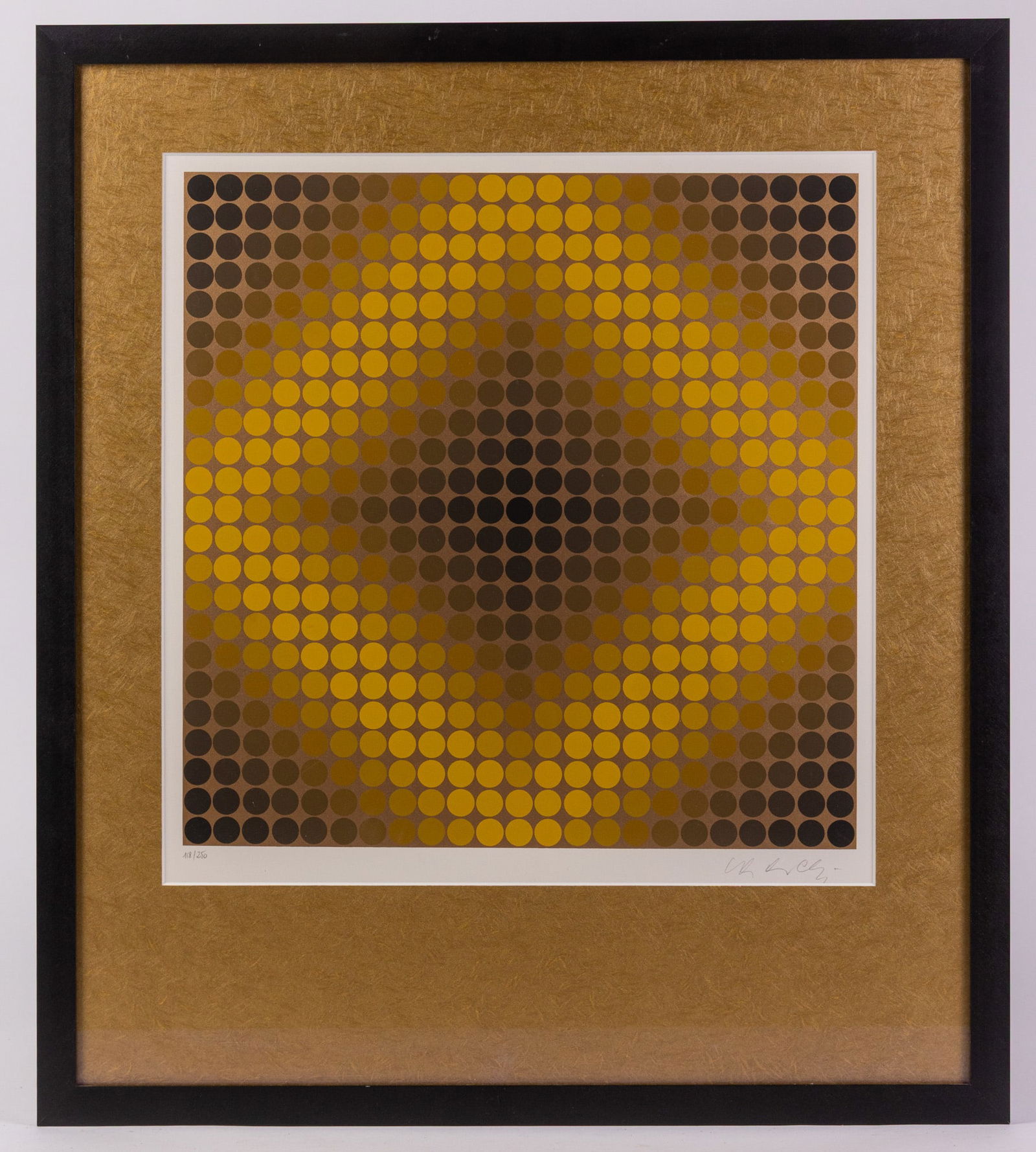 Victor Vasarely (1906-1997) | Untitled Original Silkscreen on Gold Flakeboard: Victor Vasarely was a French-Hungarian artist who is widely regarded as the grandfather of the "Op Art" (optical art) movement and was active throughout the mid 20th century. Most notably, his work
