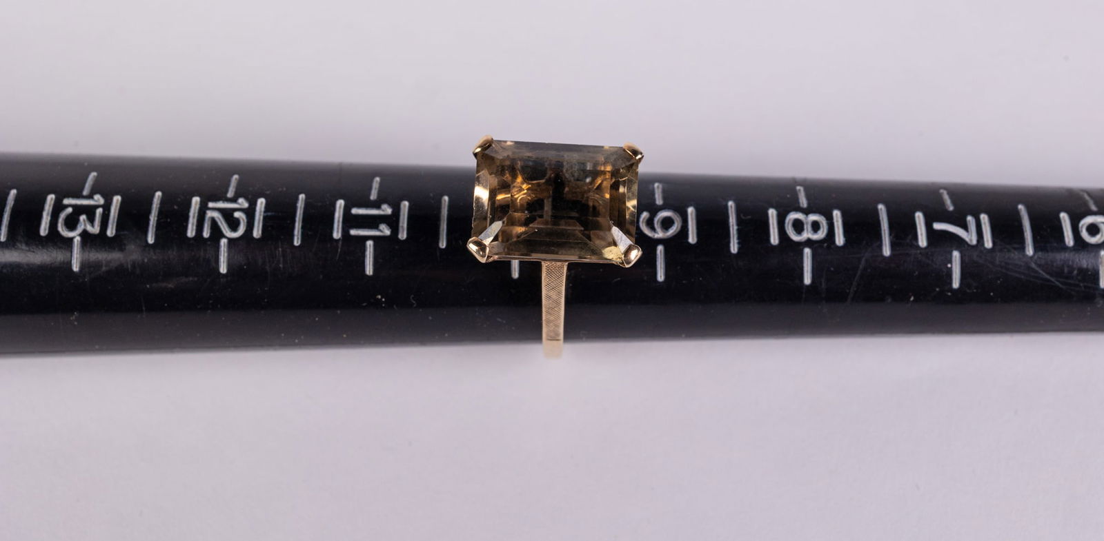 14KY Gold Smoky Quartz Emerald Cut Ring - 2