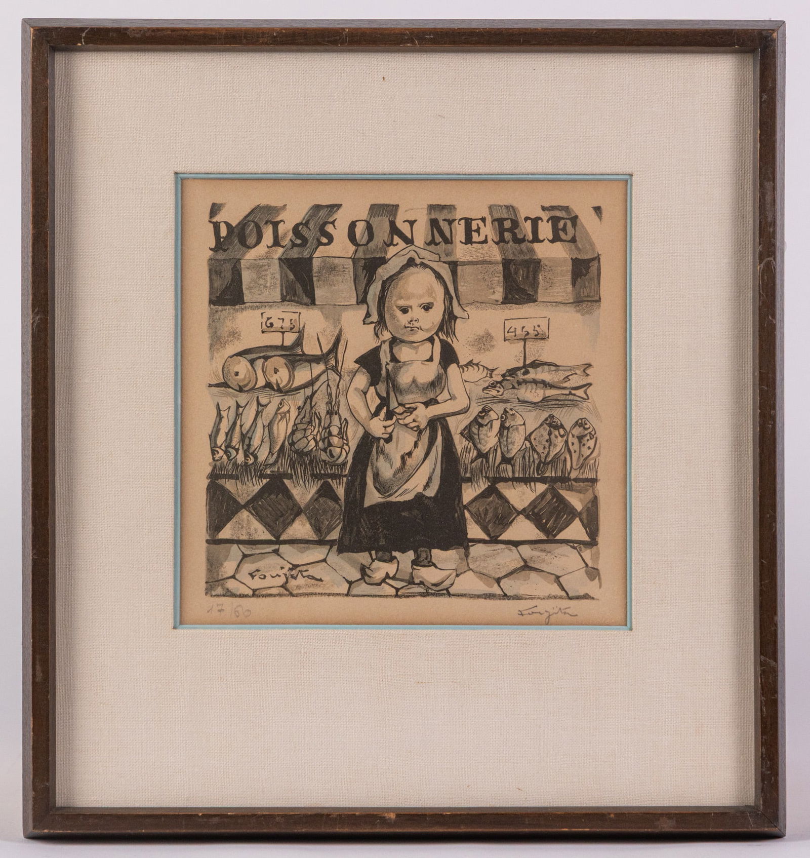 Tsuguharu Foujita (1886-1968) | "Poissonnerie" Wood Cut Print - 2