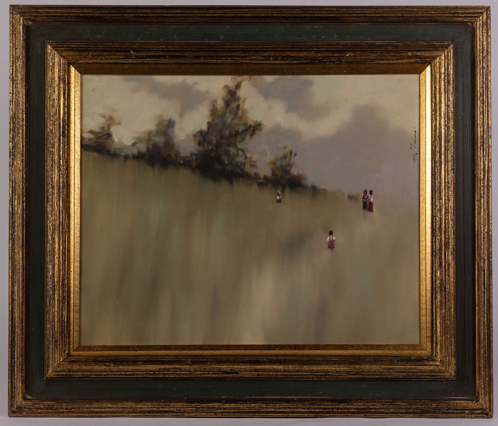 Anthony Michael Autorino (1937-2015) | Original Oil on Canvas: Anthony Michael Autorino was an American artist known for his work in oil painting throughout the 20th century. His work often has a dream-like, out of focus feel to it, such as this piece, featuring