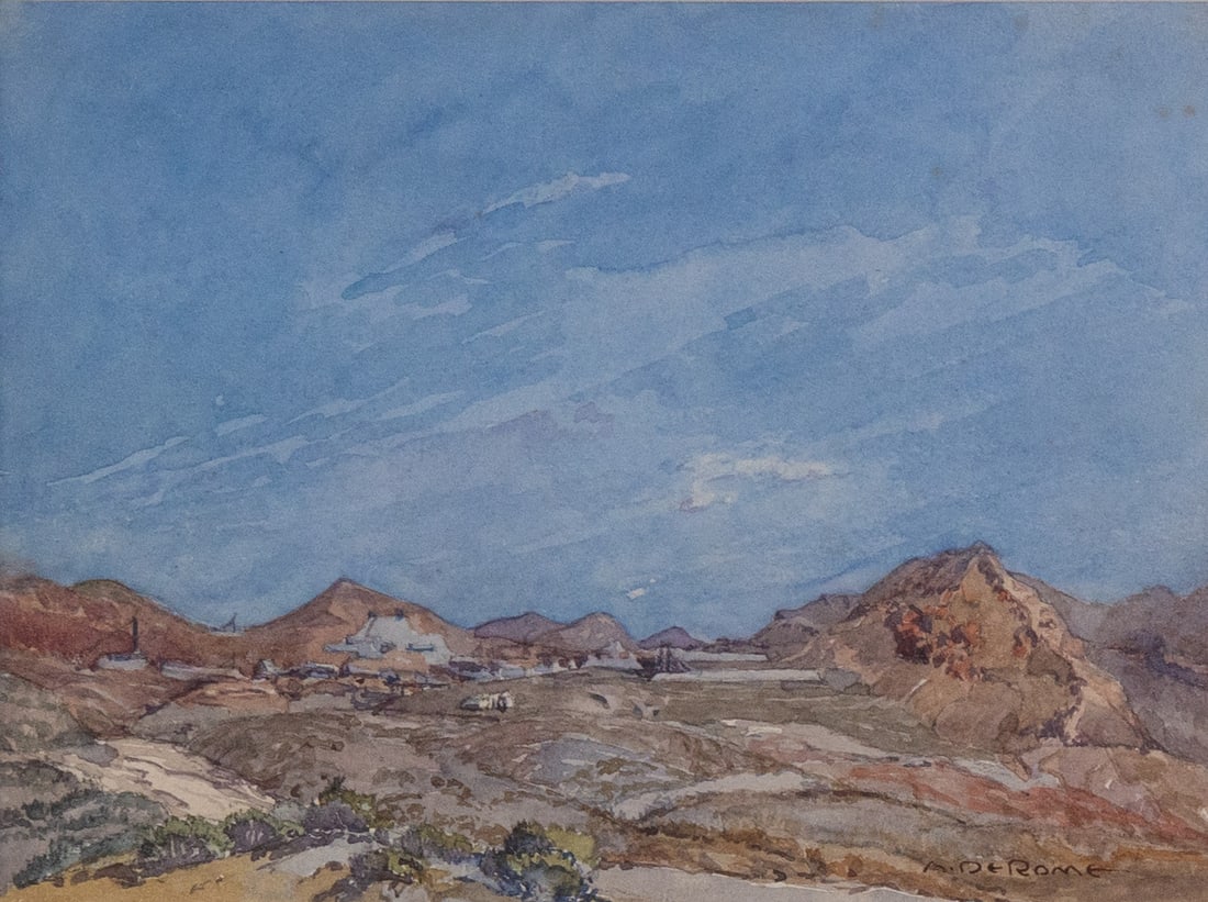 Albert DeRome (1885-1984) | "Tonopah, Nevada, 1920" Original Watercolor - 2