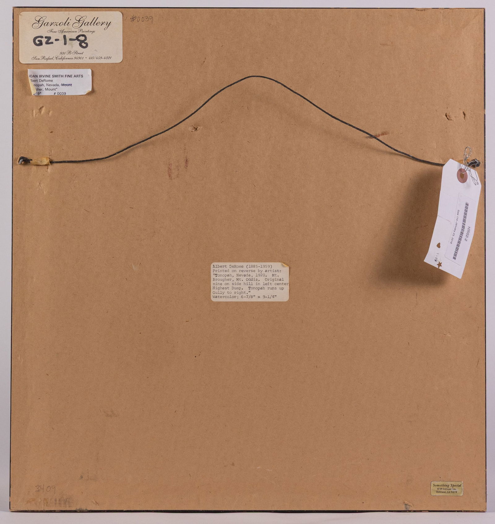 Albert DeRome (1885-1984) | "Tonopah, Nevada, 1920" Original Watercolor - 4