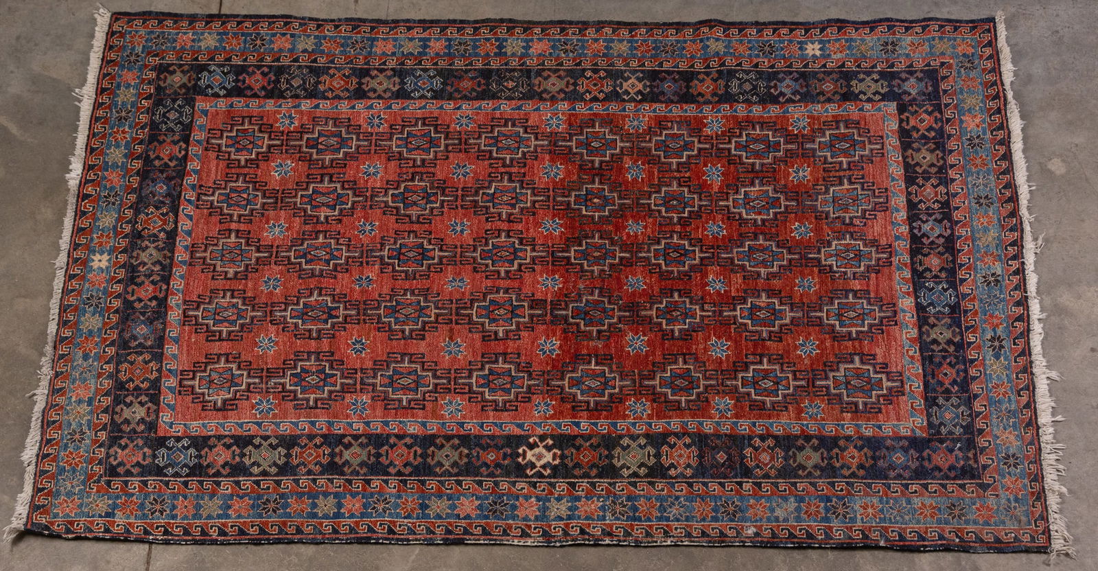 Hand Woven Persian Senneh Rug: This rug features intricate geometric patterns with rectilinear floral and diamond motifsSize75 " x 46"LiteratureBrooks Auction – Online Auction Terms & Conditions Contact: (856) 694-2960 |