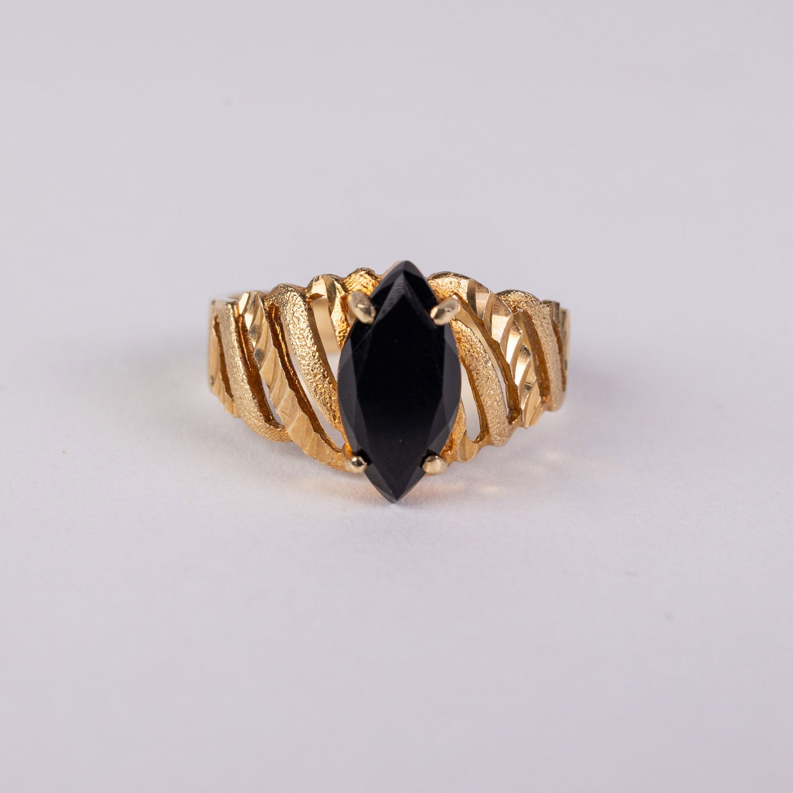 14KY Gold Onyx Ring - 6