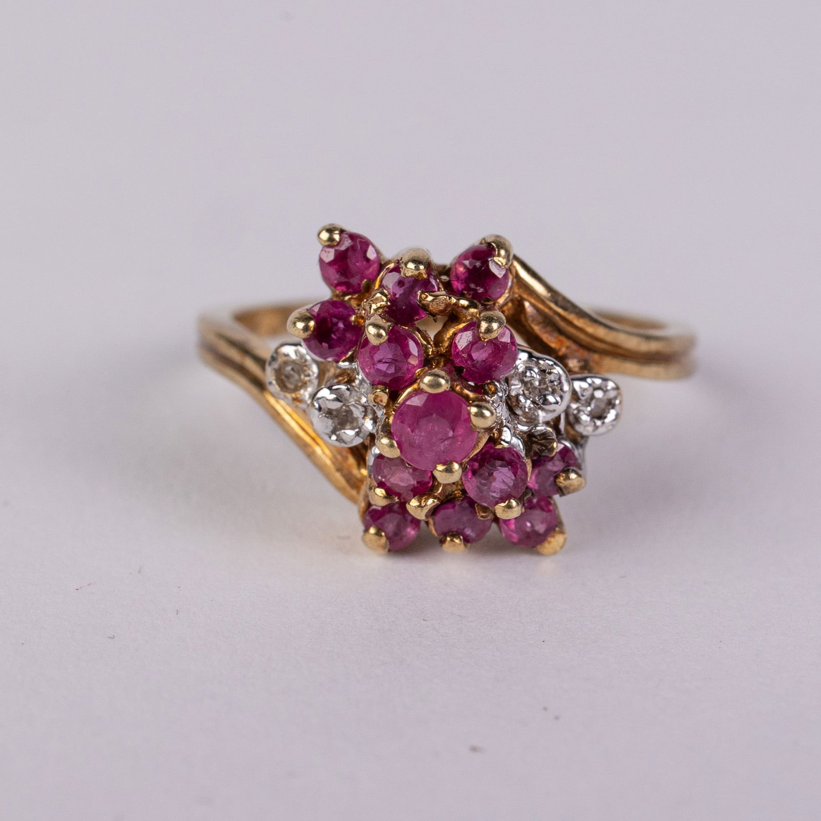 14KY Gold Ruby & Diamond Ring - 3