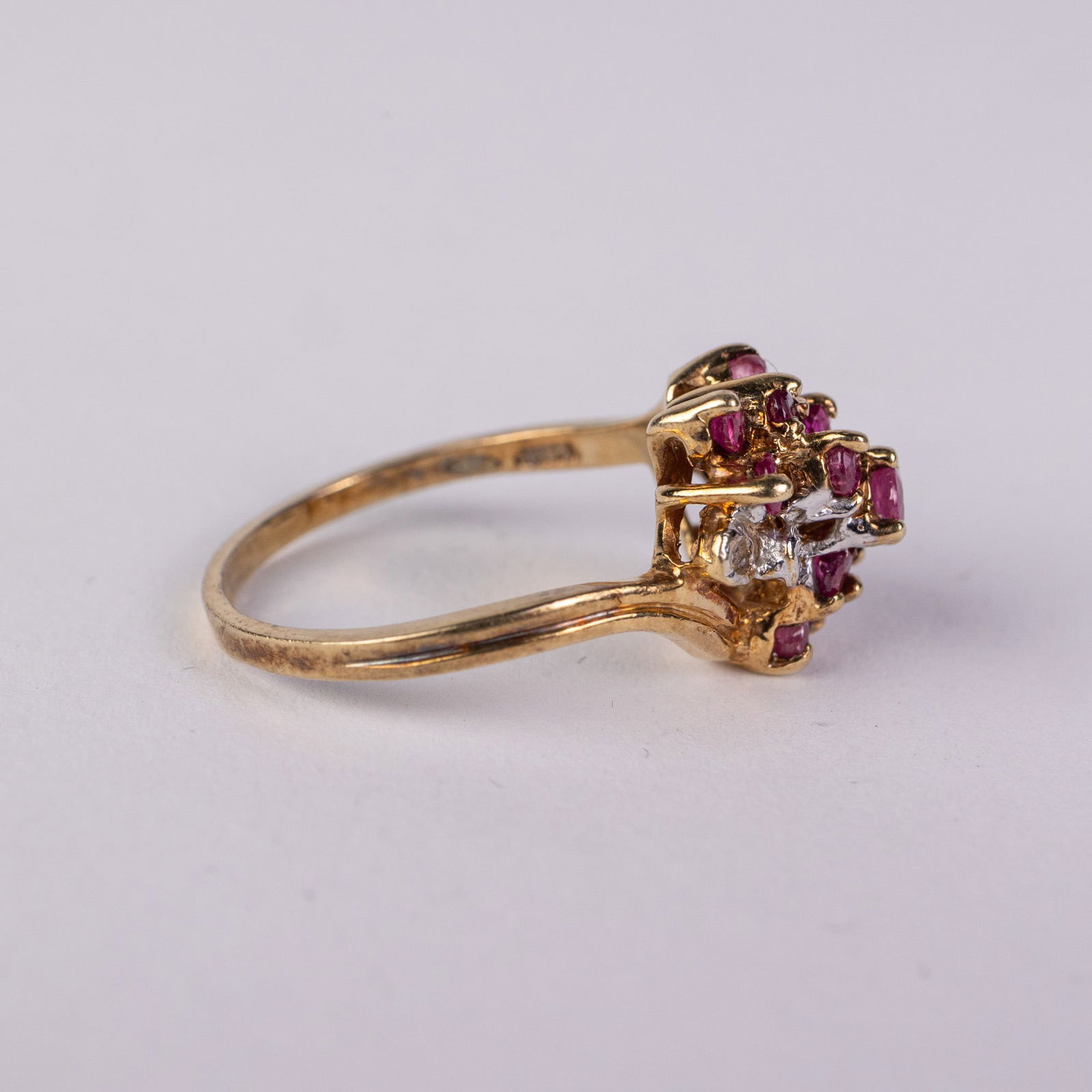 14KY Gold Ruby & Diamond Ring - 6
