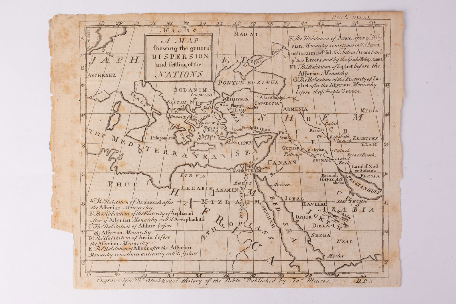 18th Century European Map, James Stackhouse "History of the Bible": Engraved for the 1787 work by James Stackhouse, An History of the Holy Bible, from the Beginning of the World, to the Establishment of Christianity and published by James Meuros, who seems to have