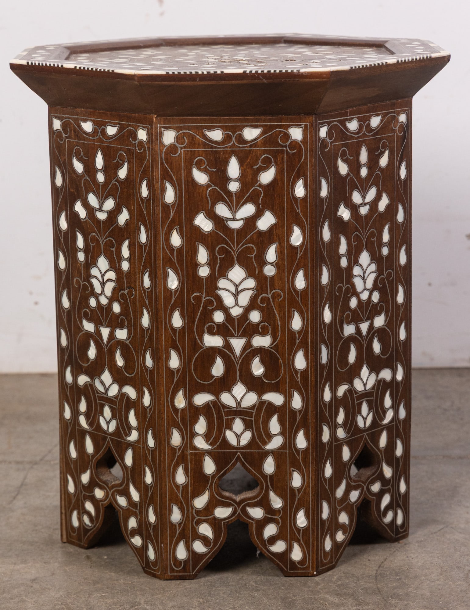 Syrian Octagonal Accent Table w/ Intricate Mother-of-Pearl Inlay (1 of 8)