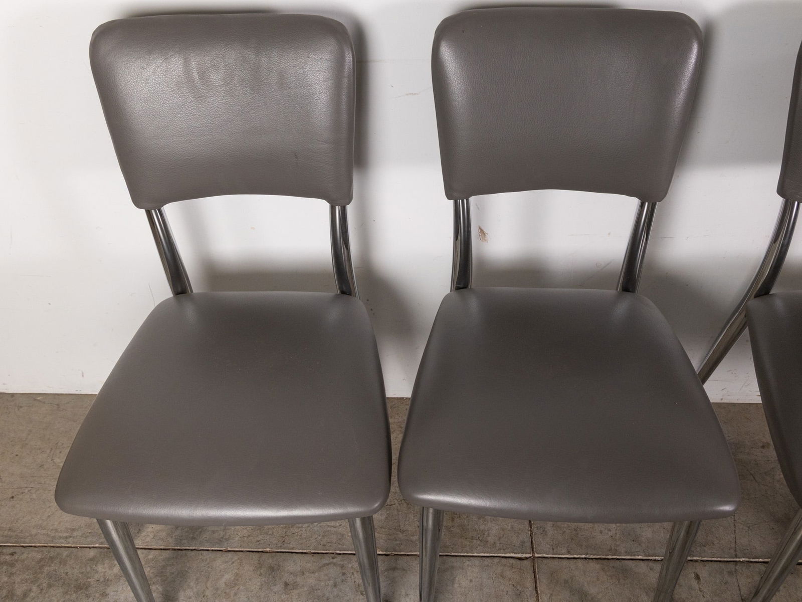 Post Modern Glass "Curva" Dining Table & Grey Leather "Demi" Chairs - 8