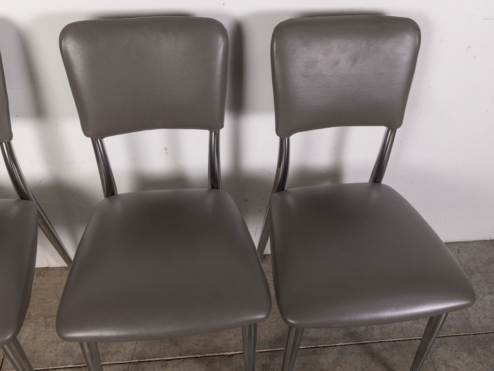 Post Modern Glass "Curva" Dining Table & Grey Leather "Demi" Chairs - 9