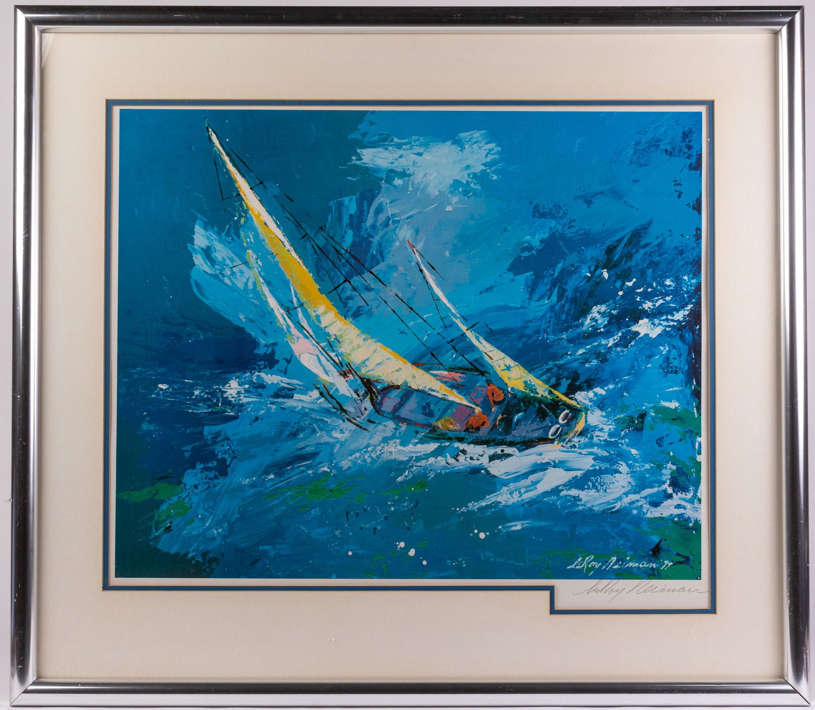 LeRoy Neiman (1921-2012) | "Sailing" Original Silkscreen, Signed by the Artist: Most known for his work illustrating athletes and musicians such as Muhammad Ali and Frank Sinatra in vivid impressionistic color, as well as being the official artist for 5 different olympic games,