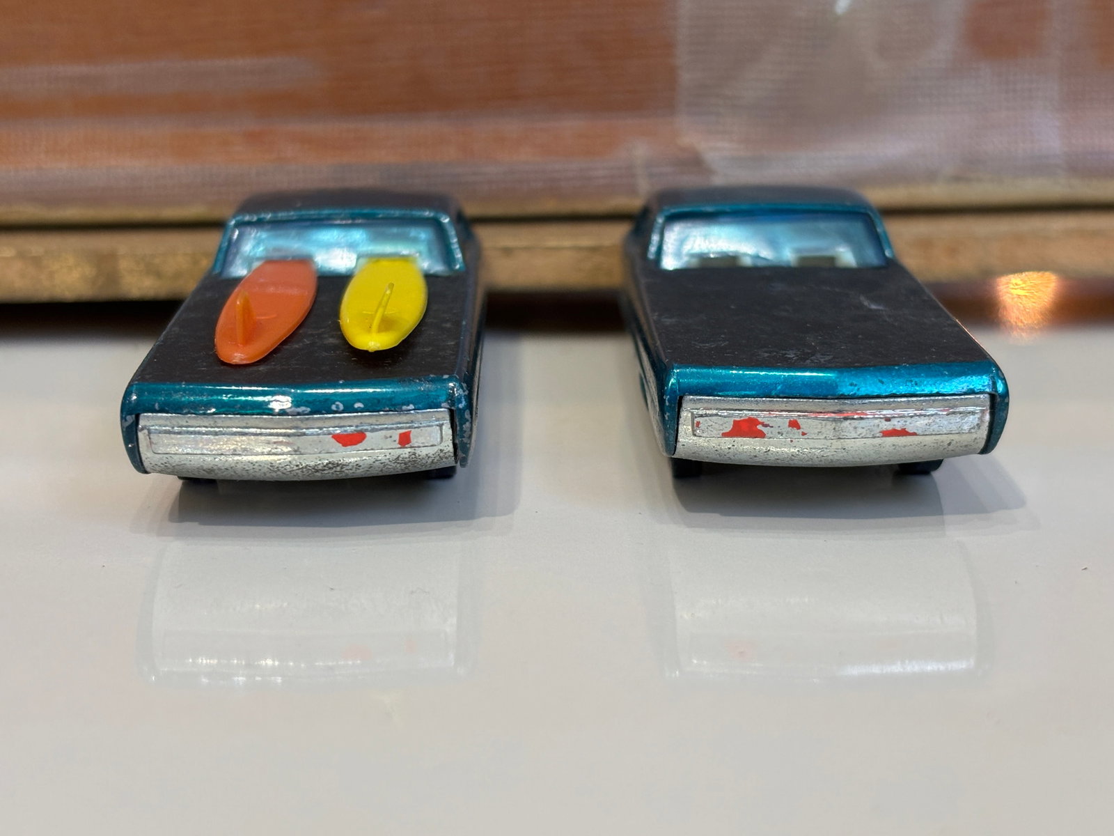 Pair of Hot Wheels Redline Aqua Deora Trucks with Button - 3