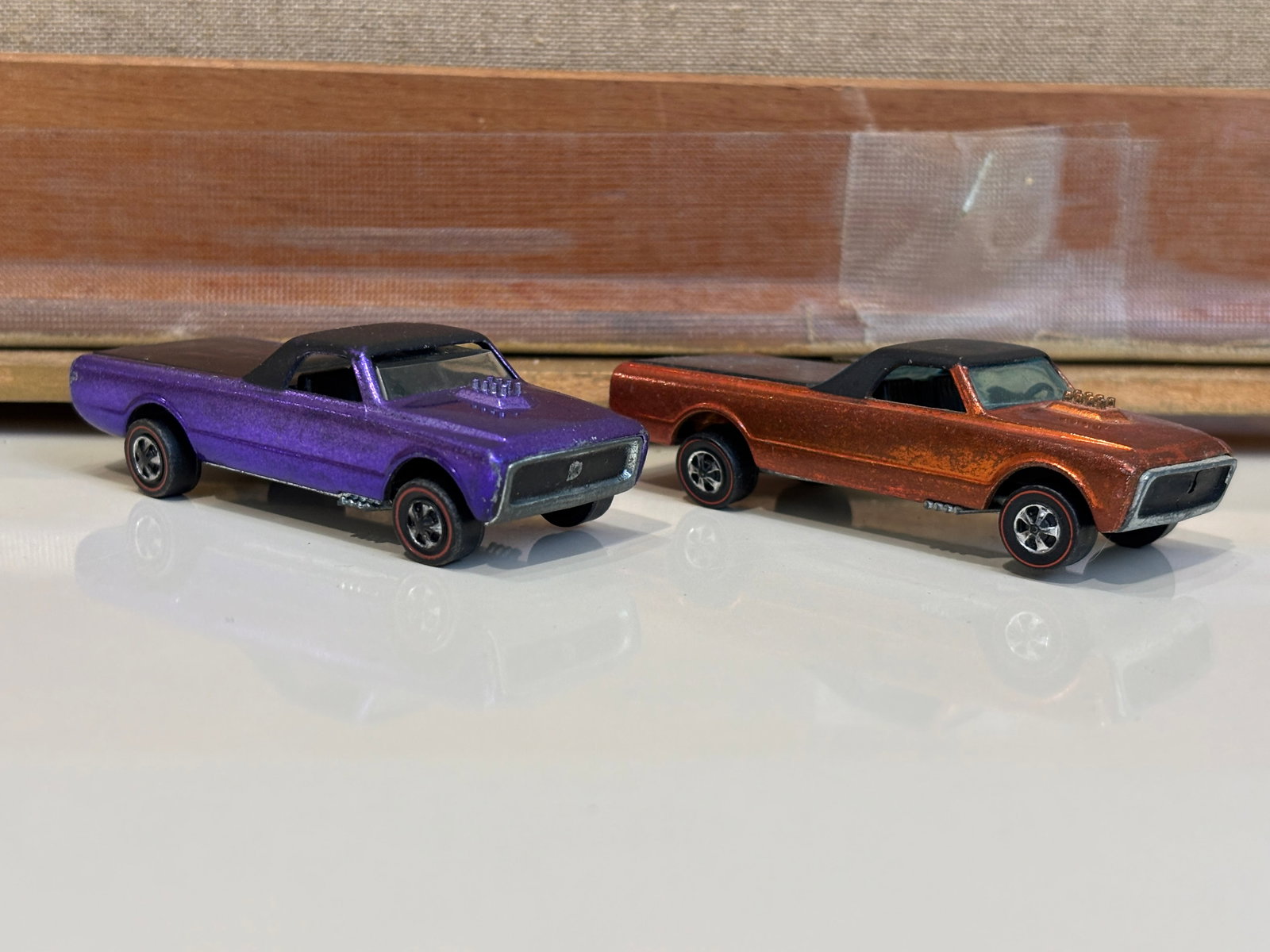 Pair of Hot Wheels Redline Spectraflame Custom Fleetsides: Pair of Hot Wheels Redline Spectraflame Custom Fleetsides in purple and orange with dark interiorsLiteratureBrooks Auction – Online Auction Terms & Conditions Contact: (856) 694-2960 |