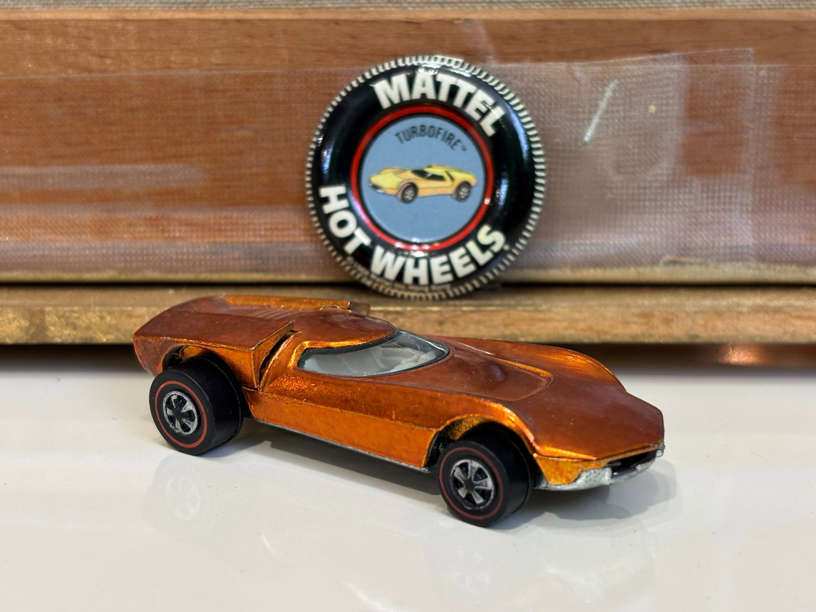 Hot Wheels Redline Spectraflame Orange Turbofire with Button: Hot Wheels Redline Spectraflame Orange Turbofire with Button and white interiorLiteratureBrooks Auction – Online Auction Terms & Conditions Contact: (856) 694-2960 | info@brooks.auction READ
