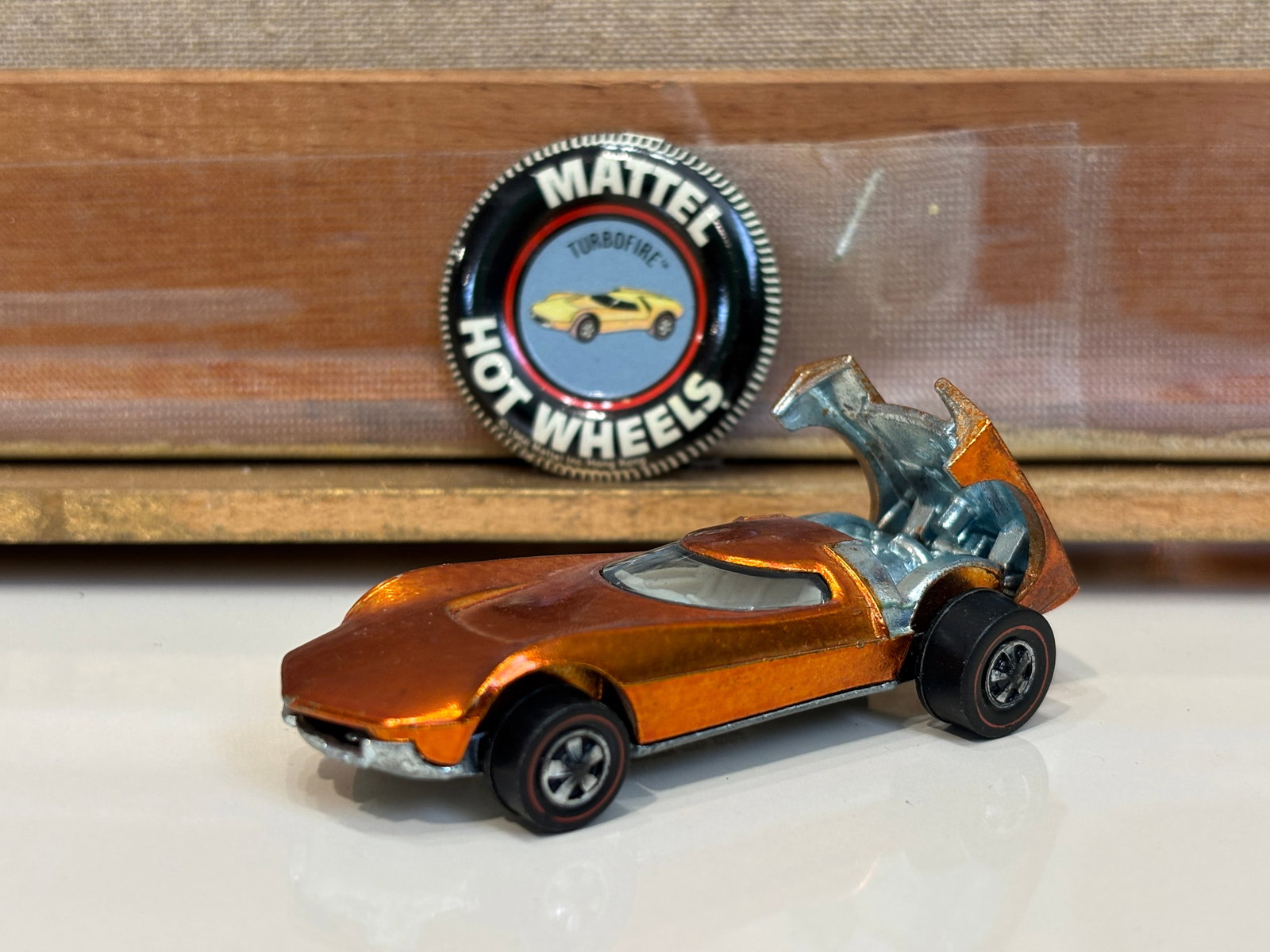 Hot Wheels Redline Spectraflame Orange Turbofire with Button - 2