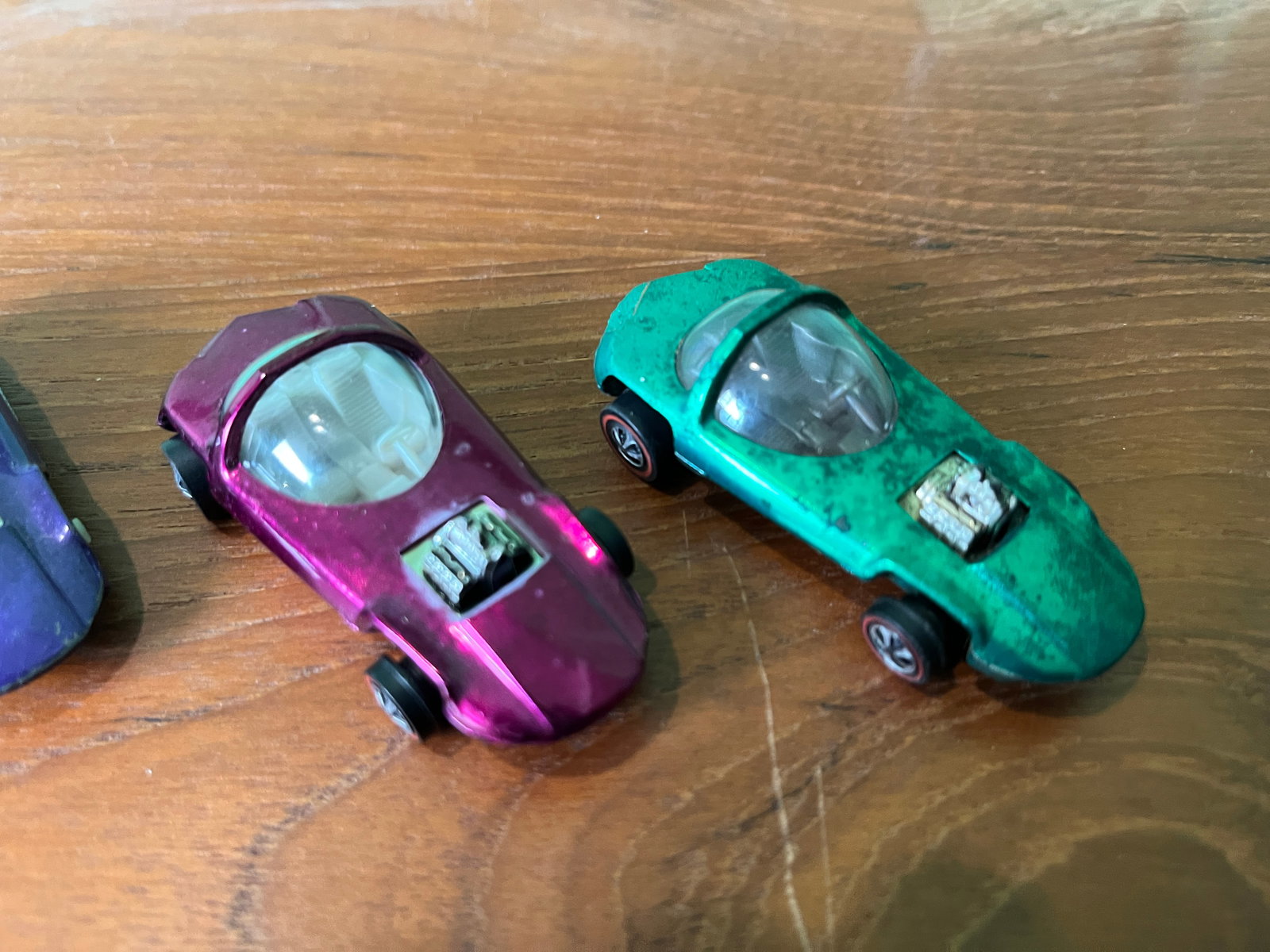 Four Hot Wheels Redline Silhouette Cars with Button - 3