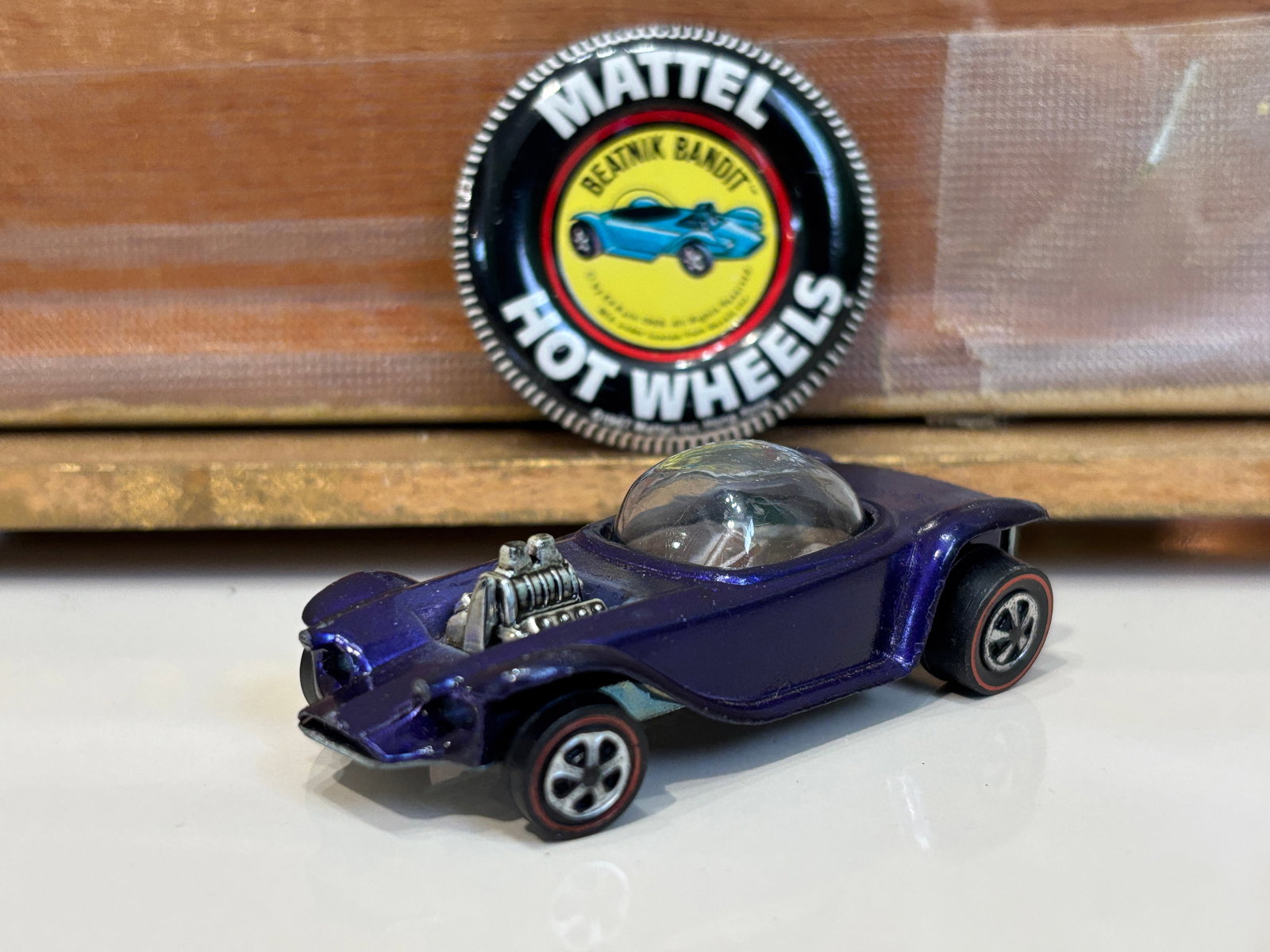Hot Wheels Redline Purple Beatnik Bandit with Button - 2