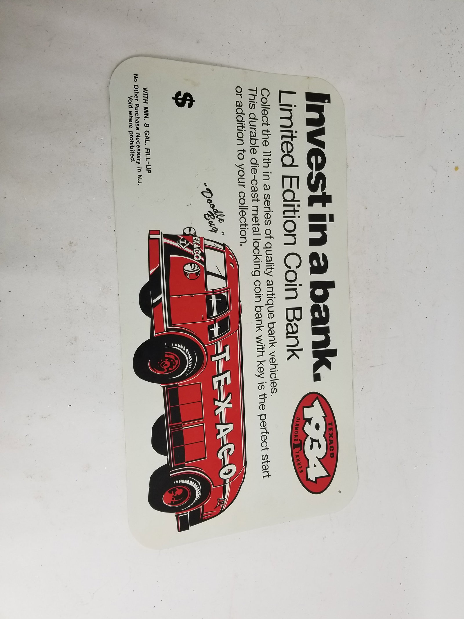 Texaco Doodle Bug Coin Bank Advertisement: Texaco Doodle Bug Coin Bank AdvertisementLiteratureBrooks Auction – Online Auction Terms & Conditions Contact: (856) 694-2960 | info@brooks.auction READ BEFORE YOU BID: We want you to feel