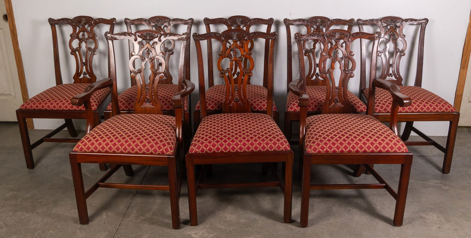 Set of Eight Maitland Smith Chippendale Style Dining Chairs: Set of Eight Maitland Smith Chippendale Style Dining ChairsSize39" x 22" x 19"LiteratureBrooks Auction – Online Auction Terms & Conditions