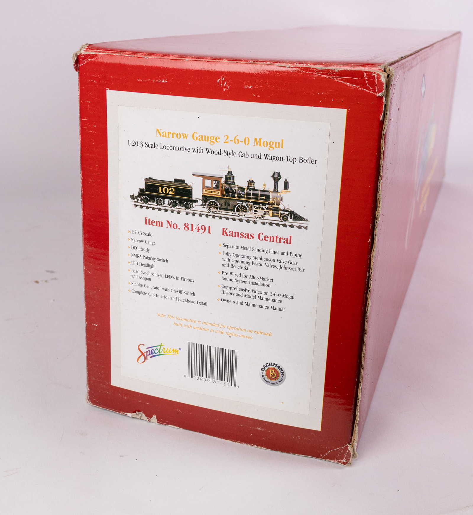 Bachmann Narrow Gauge 2-6-0 Mogul Kansas Central Locomotive IOB - 10