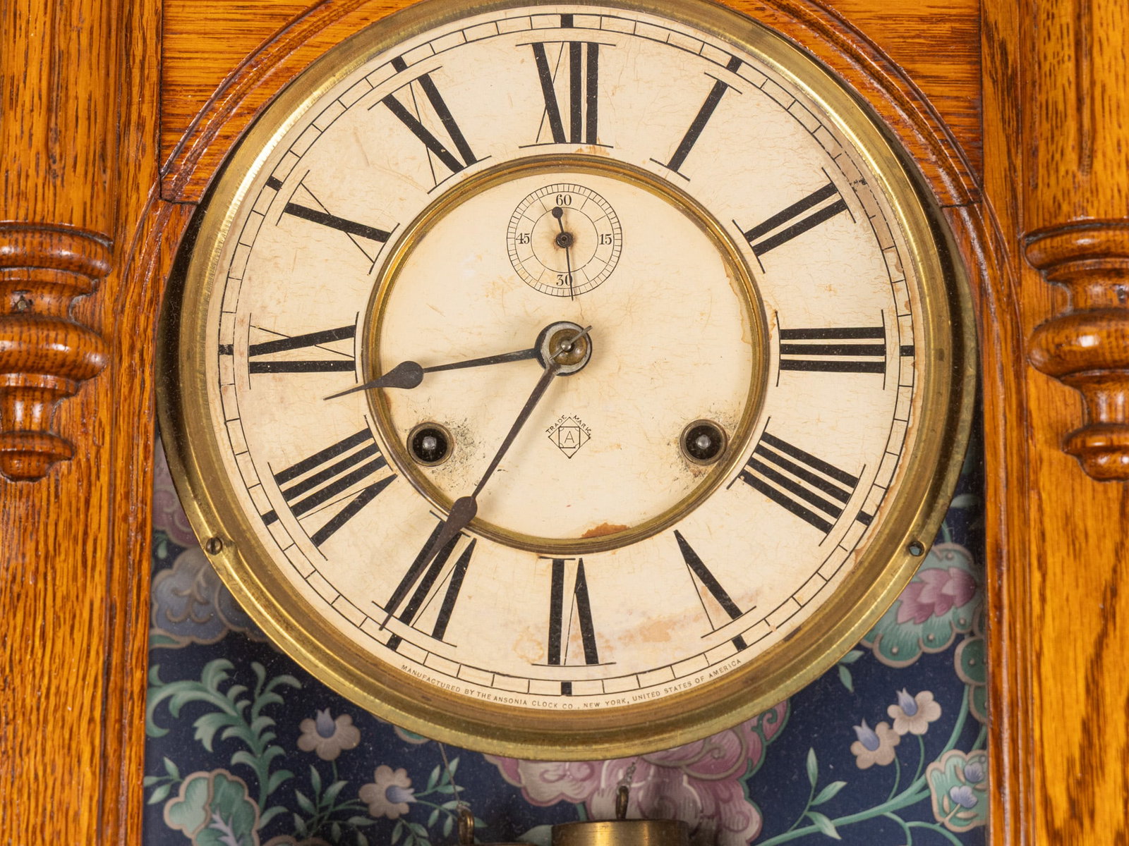 Ansonia "Capitol" Oak Wall Mounted Clock - 8